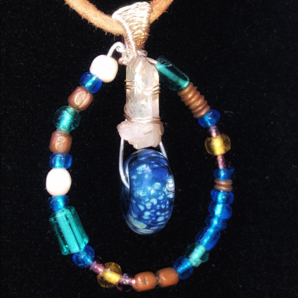 *HANDMADE* Beaded & Green Fuchsite Quartz Necklace